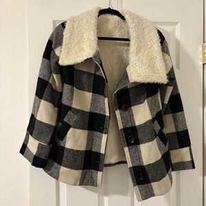 Women’s Roxy Coat Checkers Black Cream Size XS